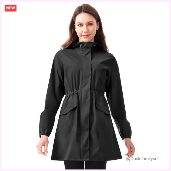 Lightweight Packable Rain Jacket Waterproof Hood Windbreaker Outdoor Hiking